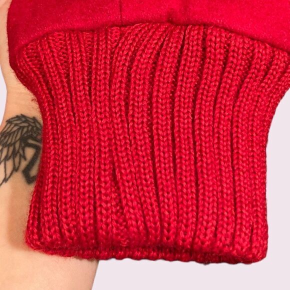 Red Wool Blend Double Breasted Bomber Jacket/Coat - Picture 6 of 10